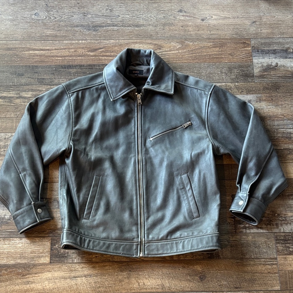 Leather Oversized Bomber Jacket - image 1